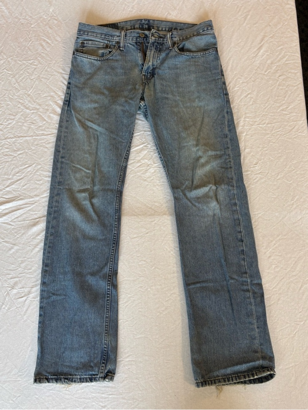 Levis 514 Jeans Men 31x32 Blue Straight Mid Rise Stretch Medium Wash Faded Denim